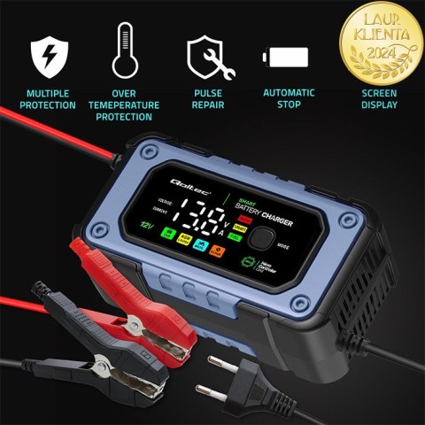 Qoltec Inteligentna mikroprocesorowa ładowarka 12V | 7A | Prostownik do akumulatora AGM LiFePO4 GEL z funkcją naprawy Qoltec Inteligentna mikroprocesorowa ładowarka 12V | 7A | Prostownik do akumulatora AGM LiFePO4 GEL z funkcją naprawy