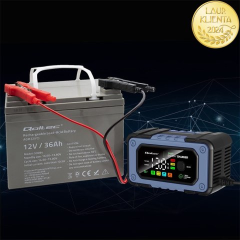 Qoltec Inteligentna mikroprocesorowa ładowarka 12V | 7A | Prostownik do akumulatora AGM LiFePO4 GEL z funkcją naprawy Qoltec Inteligentna mikroprocesorowa ładowarka 12V | 7A | Prostownik do akumulatora AGM LiFePO4 GEL z funkcją naprawy