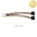 Qoltec Kabel adapter POWER MOLEX | 2xSATA | 0.2m