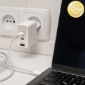 Qoltec Ładowarka sieciowa 100W GaN | 5-20V | 1.5-5A | 2 x USB-C PD | 1 x USB QC 3.0 | Biała