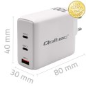 Qoltec Ładowarka sieciowa 100W GaN | 5-20V | 1.5-5A | 2 x USB-C PD | 1 x USB QC 3.0 | Biała