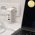 Qoltec Ładowarka sieciowa 140W GaN | 5-20V | 2.5-5A | 3 x USB-C PD | 1 x USB QC 3.0 | Biała