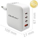 Qoltec Ładowarka sieciowa 140W GaN | 5-20V | 2.5-5A | 3 x USB-C PD | 1 x USB QC 3.0 | Biała