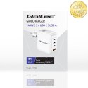 Qoltec Ładowarka sieciowa 140W GaN | 5-20V | 2.5-5A | 3 x USB-C PD | 1 x USB QC 3.0 | Biała