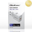 Qoltec Ładowarka sieciowa 20W GaN | 5-20V | 1.5-3A | 1 x USB-C PD | 1 x USB QC 3.0 | Biała