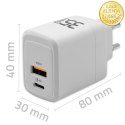 Qoltec Ładowarka sieciowa 35W GaN | 5-20V | 1.5-3A | 1 x USB-C PD | 1 x USB QC 3.0 | Biała