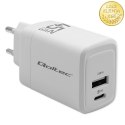 Qoltec Ładowarka sieciowa 45W GaN | 5-20V | 1.5-3A | 1 x USB-C PD | 1 x USB QC 3.0 | Biała