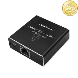 Qoltec Rozdzielacz Splitter mini SWITCH 1x2 port RJ45 | 1000Mbps | USB-C | Aluminium