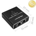 Qoltec Rozdzielacz Splitter mini SWITCH 1x2 port RJ45 | 1000Mbps | USB-C | Aluminium