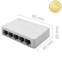 Qoltec SWITCH Przełącznik sieciowy 5 x port RJ45 | 1000Mbps | Fast Ethernet | LAN