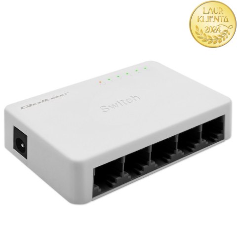 Qoltec SWITCH Przełącznik sieciowy 5 x port RJ45 | 100Mbps | Fast Ethernet | LAN