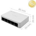 Qoltec SWITCH Przełącznik sieciowy 5 x port RJ45 | 100Mbps | Fast Ethernet | LAN