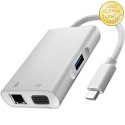 Qoltec Hub Adapter USB-C 3.1 4w1 | USB 3.0 | VGA | RJ45 | USB-C PD 92W