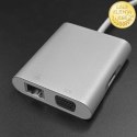Qoltec Hub Adapter USB-C 3.1 4w1 | USB 3.0 | VGA | RJ45 | USB-C PD 92W