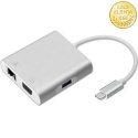 Qoltec Hub Adapter USB-C 3.1 4w1 | USB 3.0 | VGA | RJ45 | USB-C PD 92W