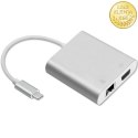 Qoltec Hub Adapter USB-C 3.1 4w1 | USB 3.0 | VGA | RJ45 | USB-C PD 92W