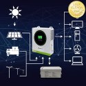 Qoltec Hybrydowy inwerter solarny Off-Grid 1500W | 100A | 12V | MPPT | Sinus | Opcja Wi-Fi | Power Factor 1.0