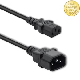 Qoltec Kabel przedłużający zasilający IEC C13/C14 | 3x1.0mm² | 1.8m