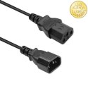 Qoltec Kabel przedłużający zasilający IEC C13/C14 | 3x1.5mm² | 1.8m