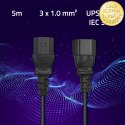 Qoltec Kabel przedłużający zasilający IEC C13/C14 | 3x1.00mm² | 5m