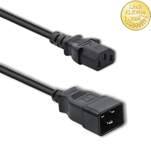 Qoltec Kabel przedłużający zasilający IEC C20/C13 | 3x1.5mm² | 1.2m