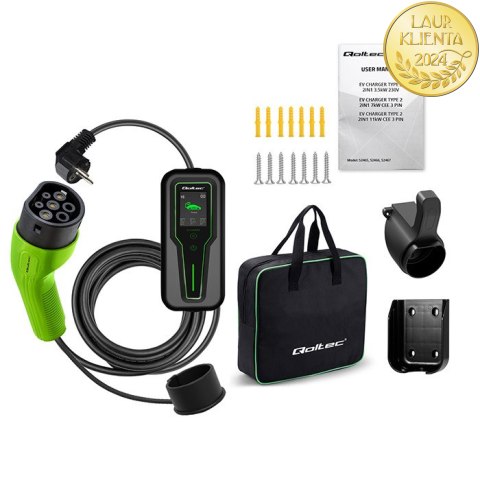 Qoltec Mobilna ładowarka do samochodu elektrycznego EV z regulacją 2w1 Typ2 | 3.5kW | 230V | LCD | Przenośna | Wallbox | 5m Qoltec Mobilna ładowarka do samochodu elektrycznego EV z regulacją 2w1 Typ2 | 3.5kW | 230V | LCD | Przenośna | Wallbox | 5m