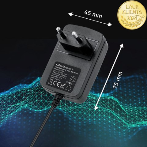 Qoltec Automatyczna ładowarka do akumulatora AGM GEL STD 12V | 1A | Prostownik z sygnalizatorem LED