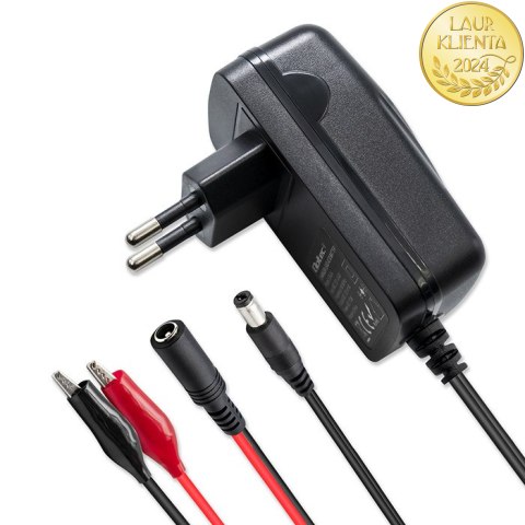 Qoltec Automatyczna ładowarka do akumulatora AGM GEL STD 12V | 1A | Prostownik z sygnalizatorem LED