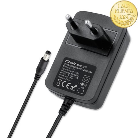 Qoltec Automatyczna ładowarka do akumulatora AGM GEL STD 12V | 1A | Prostownik z sygnalizatorem LED