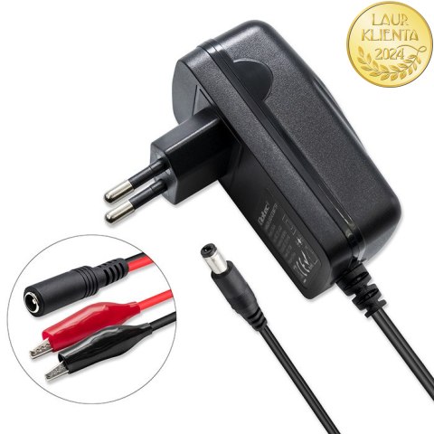 Qoltec Automatyczna ładowarka do akumulatora AGM GEL STD 12V | 1A | Prostownik z sygnalizatorem LED