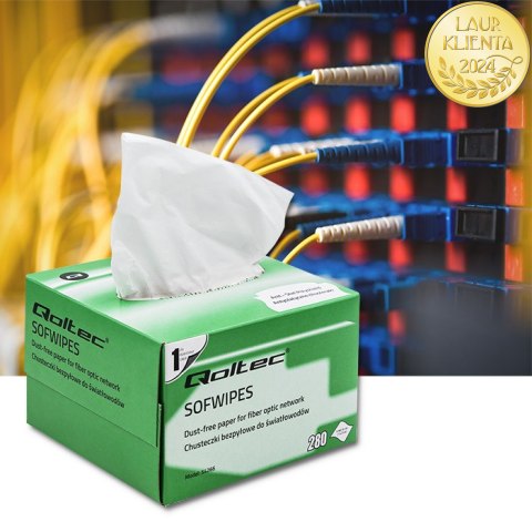 Qoltec Chusteczki bezpyłowe do światłowodów | 280 szt.