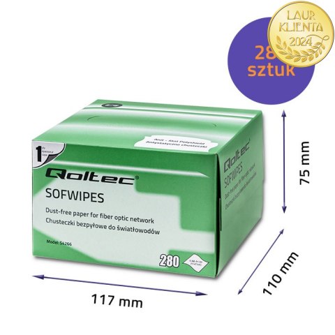 Qoltec Chusteczki bezpyłowe do światłowodów | 280 szt.