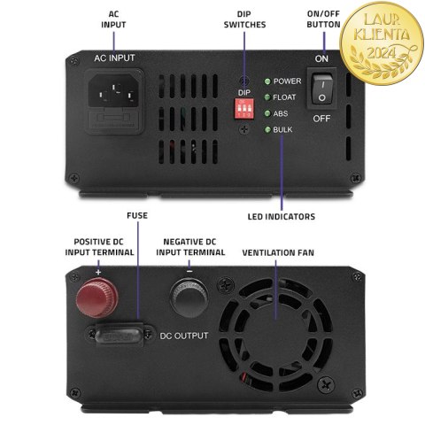 Qoltec Inteligentna ładowarka Monolith do akumulatorów LiFePO4 AGM GEL SLA | 10A | 12V