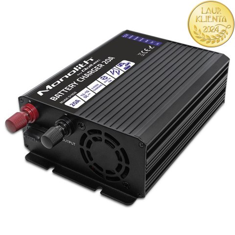 Qoltec Inteligentna ładowarka Monolith do akumulatorów LiFePO4 AGM GEL SLA | 20A | 12V