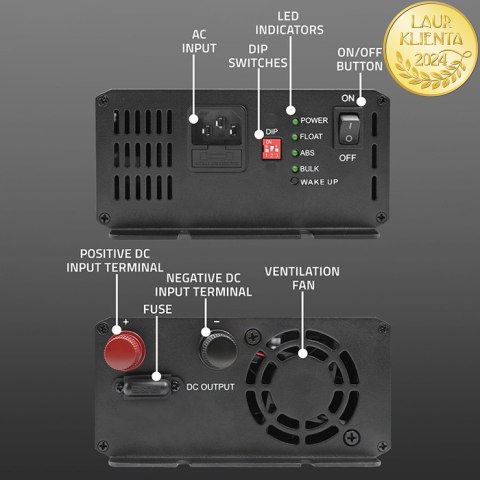 Qoltec Inteligentna ładowarka Monolith do akumulatorów LiFePO4 AGM GEL SLA | 20A | 24V