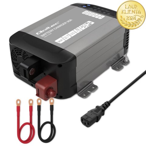 Qoltec Inteligentna profesjonalna ładowarka Monolith do akumulatorów LiFePO4 AGM GEL SLA | 40A | 12V