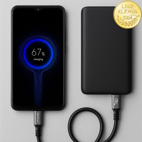 Qoltec Kabel USB4 Ultra-Fast | USB-C PD 240W | Thunderbolt 3/4 | 4K | 40Gb/s | 1m | Czarny