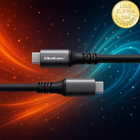 Qoltec Kabel USB4 Ultra-Fast | USB-C PD 240W | Thunderbolt 3/4 | 4K | 40Gb/s | 1m | Czarny