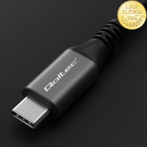 Qoltec Kabel USB4 Ultra-Fast | USB-C PD 240W | Thunderbolt 3/4 | 4K | 40Gb/s | 1m | Czarny