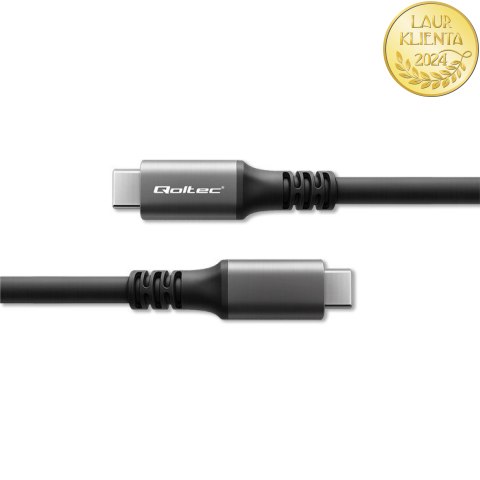 Qoltec Kabel USB4 Ultra-Fast | USB-C PD 240W | Thunderbolt 3/4 | 4K | 40Gb/s | 1m | Czarny