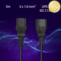 Qoltec Kabel przedłużający zasilający IEC C13/C14 | 3x1.00mm² | 3m