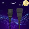 Qoltec Kabel przedłużający zasilający IEC C20/C13 | 3x1.5mm² | 1.2m