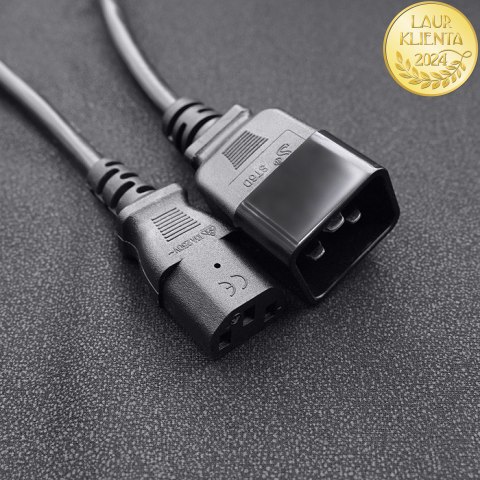 Qoltec Kabel przedłużający zasilający IEC C20/C13 | 3x1.5mm² | 1.2m