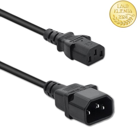Qoltec Kabel zasilający do UPS | IEC C13/C14 | 3x0.75mm² | 1m