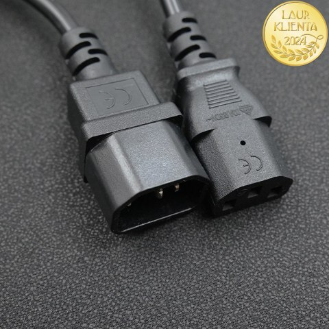 Qoltec Kabel zasilający do UPS | IEC C13/C14 | 3x1.0mm² | 1.5m