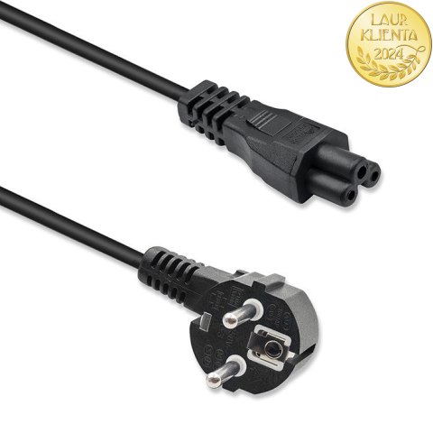 Qoltec Kabel zasilający kątowy SCHUKO | IEC C5 | Koniczynka | 3x1.0mm² | 1.5m