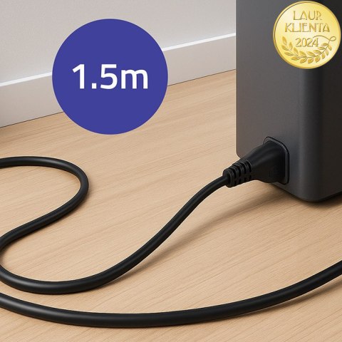 Qoltec Kabel zasilający kątowy SCHUKO | IEC C5 | Koniczynka | 3x1.0mm² | 1.5m