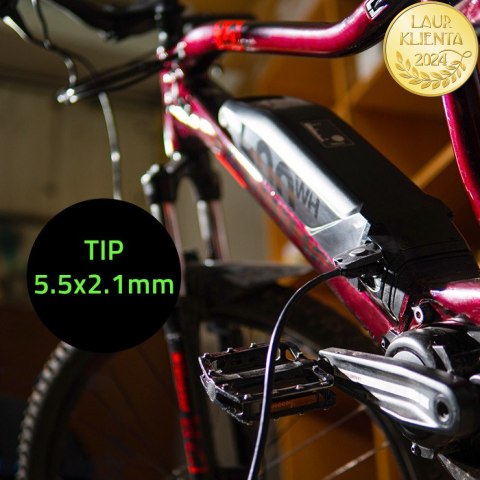 Qoltec Ładowarka do roweru, skutera elektrycznego 36V | 42V | 2A | 5.5*2.1 | +kabel zasilający