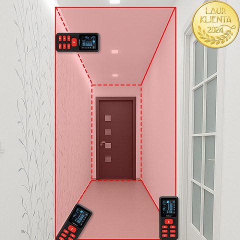 Qoltec Precyzyjny cyfrowy dalmierz laserowy z elektroniczną poziomicą | podświetlany LCD | 50m