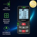 Qoltec Precyzyjny cyfrowy dalmierz laserowy z poziomicą | podświetlany LCD | 50m